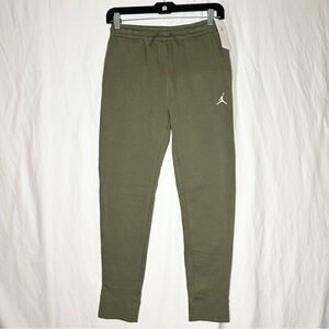 NWT Nike Air Jordan Brooklyn Fleece Boy's Large 12-13yrs Olive Fleece Joggers